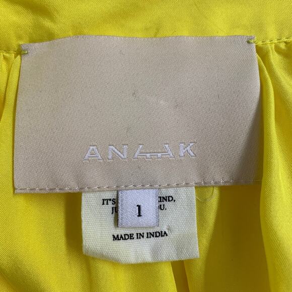 ANAAK Size S Yellow Silk Ruffled A-Line Dress - Picture 4 of 4